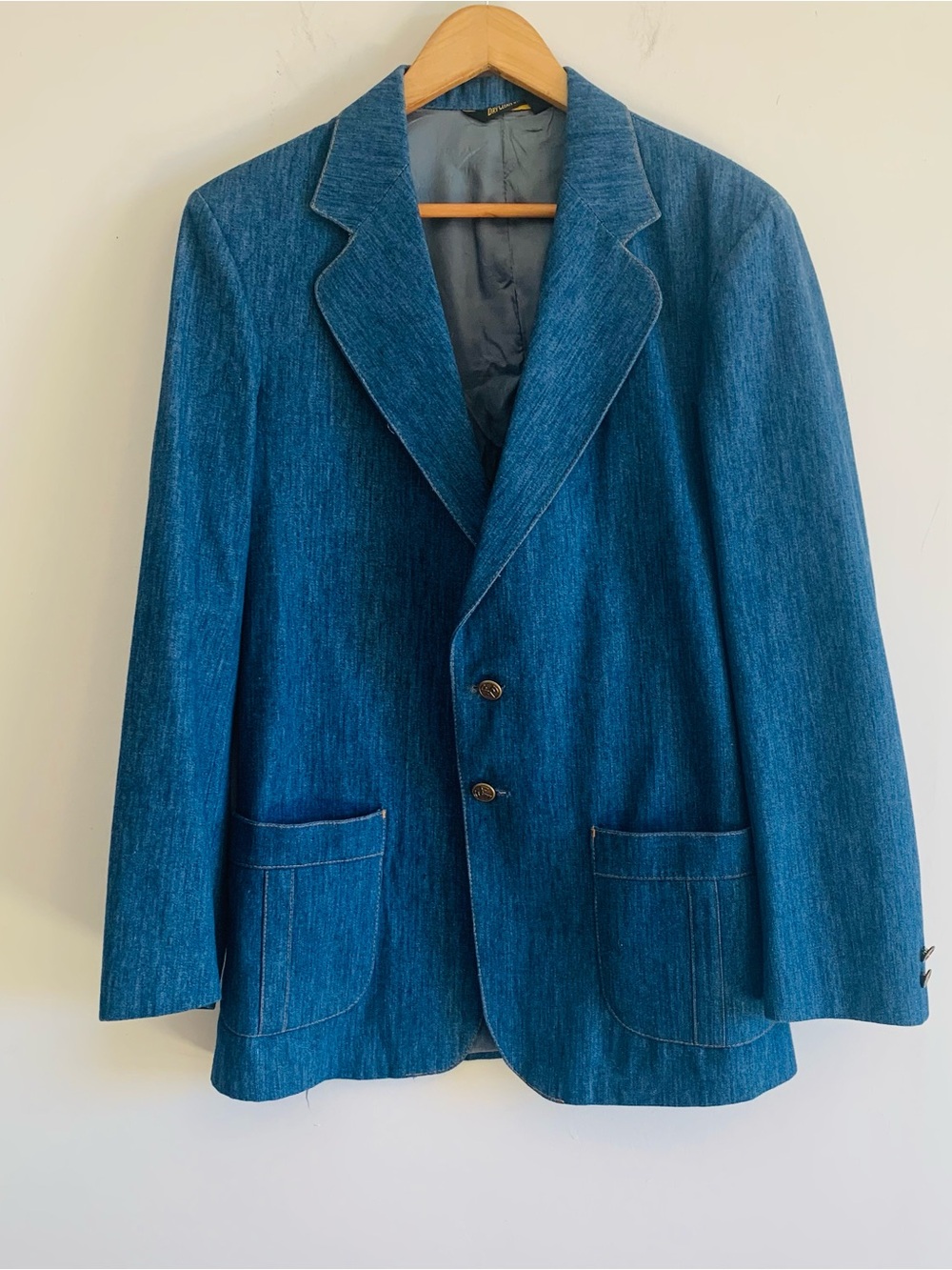 Vintage Farah Blue Denim Blazer - Two-Button Sport Coat